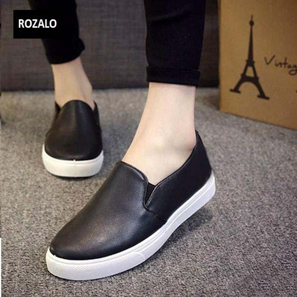 Giày lười slip on nữ Rozalo RWG2117B-Đen  