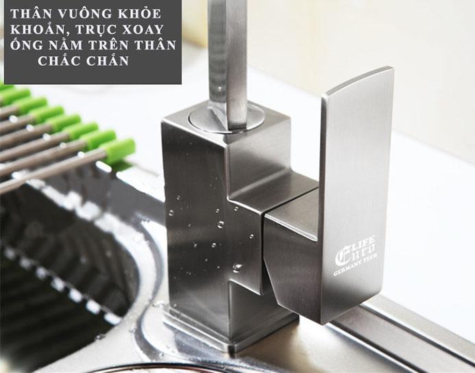 Vòi rửa chén nóng lạnh Inox SUS 304 Eurolife EL-T002 (Trắng vàng)-3.jpg