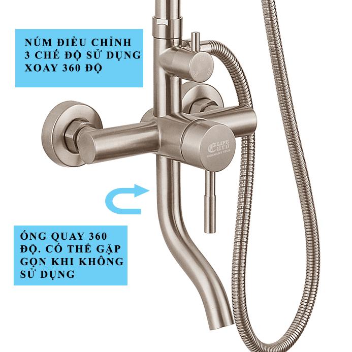 Bộ sen tắm đứng nóng lạnh Inox SUS 304 Eurolife EL-S918 (Trắng vàng)-1.jpg