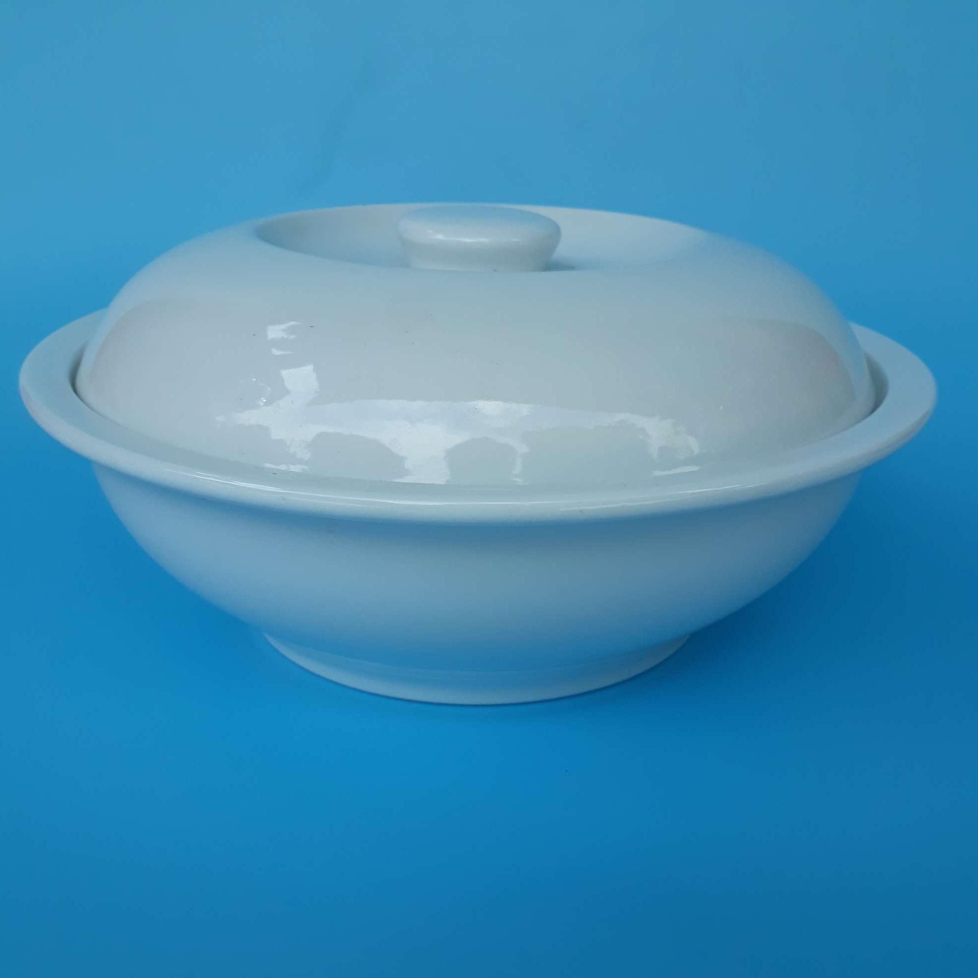 Thố sứ - Âu cơm sứ Hải Dương có nắp ( Trắng)