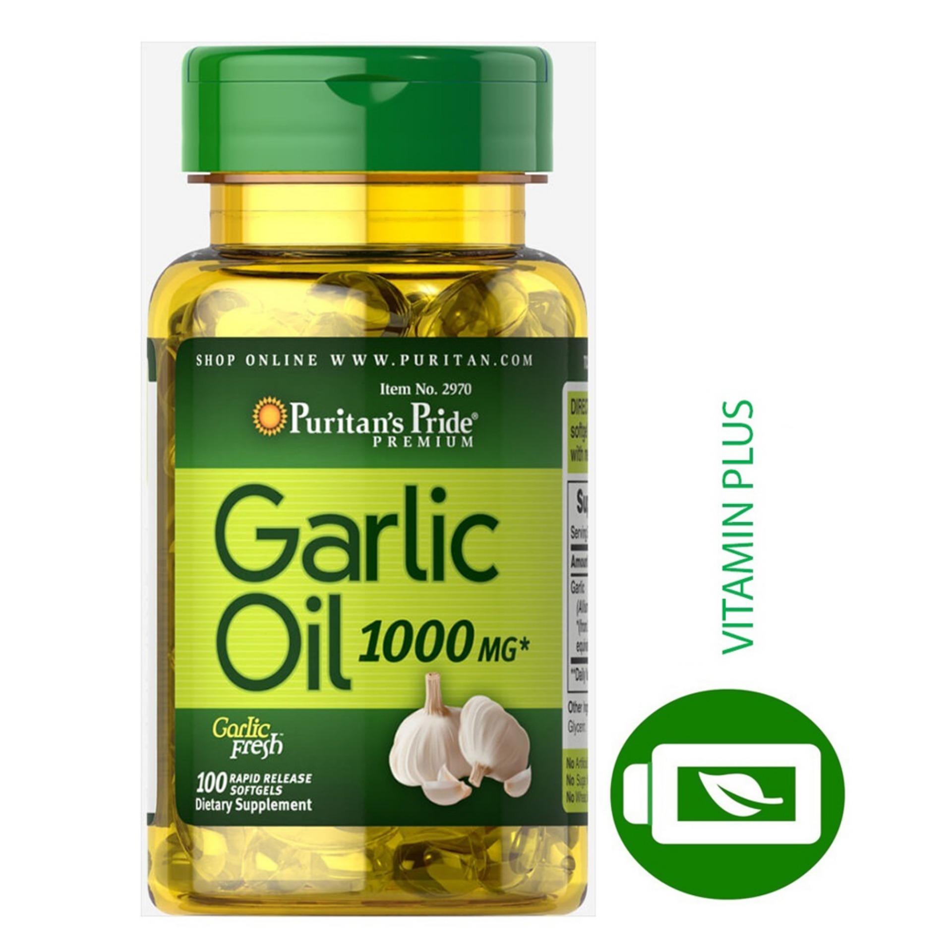 Dầu tỏi tăng cường hệ miễn dịch phòng ngừa cảm cúm giảm cholesterol xơ vữa động mạch Vitamin Mỹ Puritans Pride Garlic Oil 1000mg 100 viên