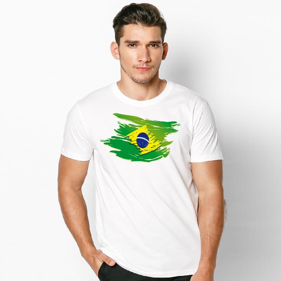 [Hoàn Tiền 15%] Áo thun nam in cờ quốc gia Brasil form rộng phong cách hàn quốc vải dày mịn