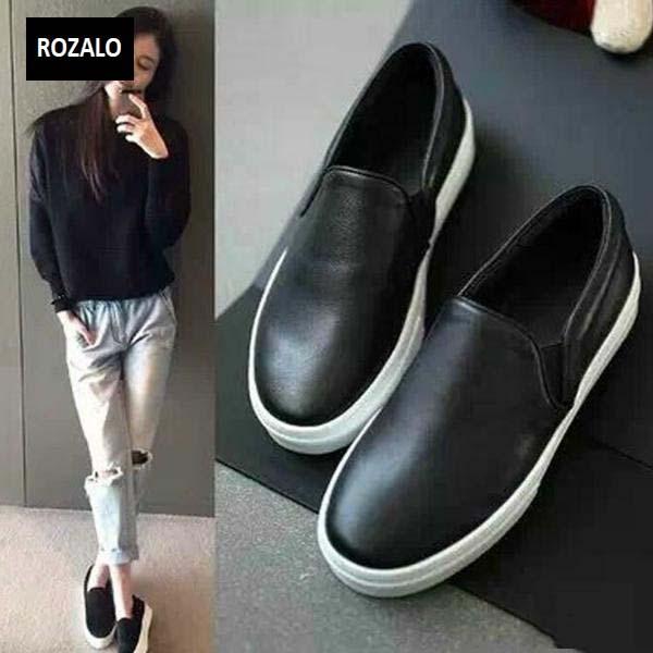 Giày lười slip on nữ Rozalo RWG2117B-Đen  
