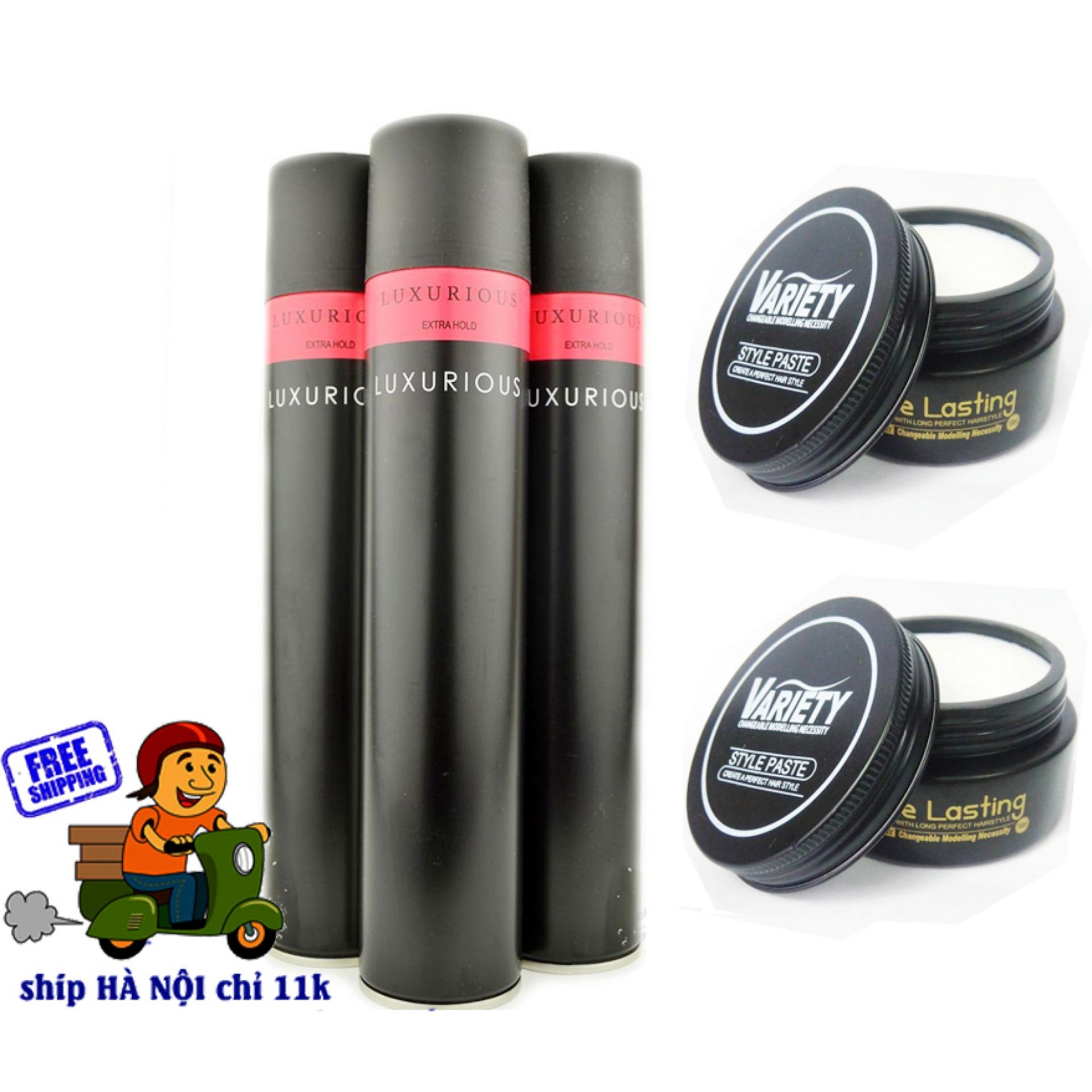 Sáp vuốt tóc Variety Matte Lasting + Gôm Xịt tóc đen đỏ 400ml