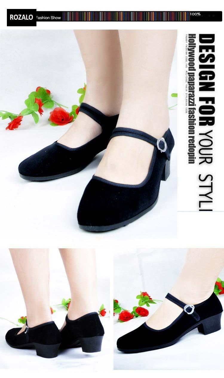 Giày nữ đế cao có quai Rozalo RW83185B - Đen