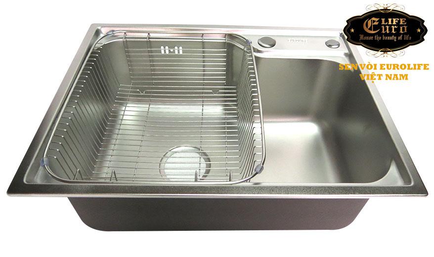 Rổ-Inox-gác-chậu-Eurolife-EL-R3-(Trắng-bạc)-với-chậu-Inox-Eurolife-EL-C6.jpg