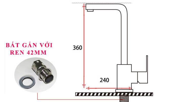 Vòi rửa chén nóng lạnh Inox SUS 304 Eurolife EL-T002 (Trắng vàng)-9.jpg