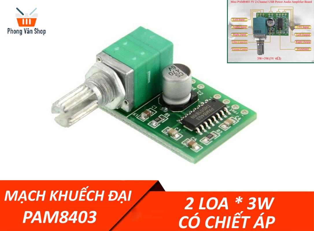 Mạch khuếch đại âm thanh PAM8403 2*3W 5v có chiết áp
