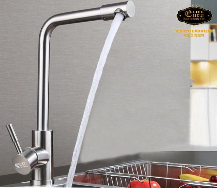 Vòi rửa chén nóng lạnh Inox SUS 304 Eurolife EL-T008 (Trắng vàng)-3.jpg