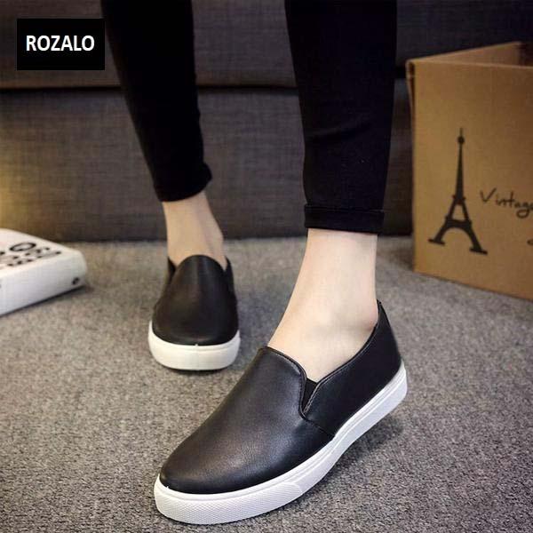 Giày lười slip on nữ Rozalo RWG2117B-Đen  