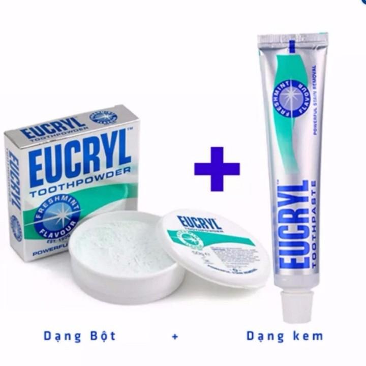 Combo Bột + Kem Đánh Trắng Răng Eucryl Anh