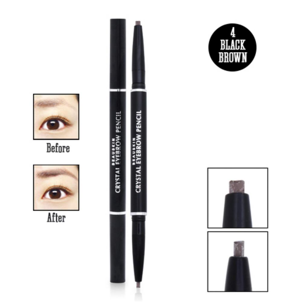 Chì Kẻ Mày 2 Đầu Beauskin Eyebrow Crystal Eyebrow Pencil #04 (Màu Đen Nâu) - Hàng Chính Hãng