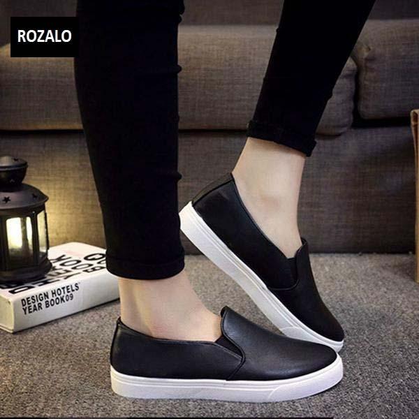 Giày lười slip on nữ Rozalo RWG2117B-Đen  