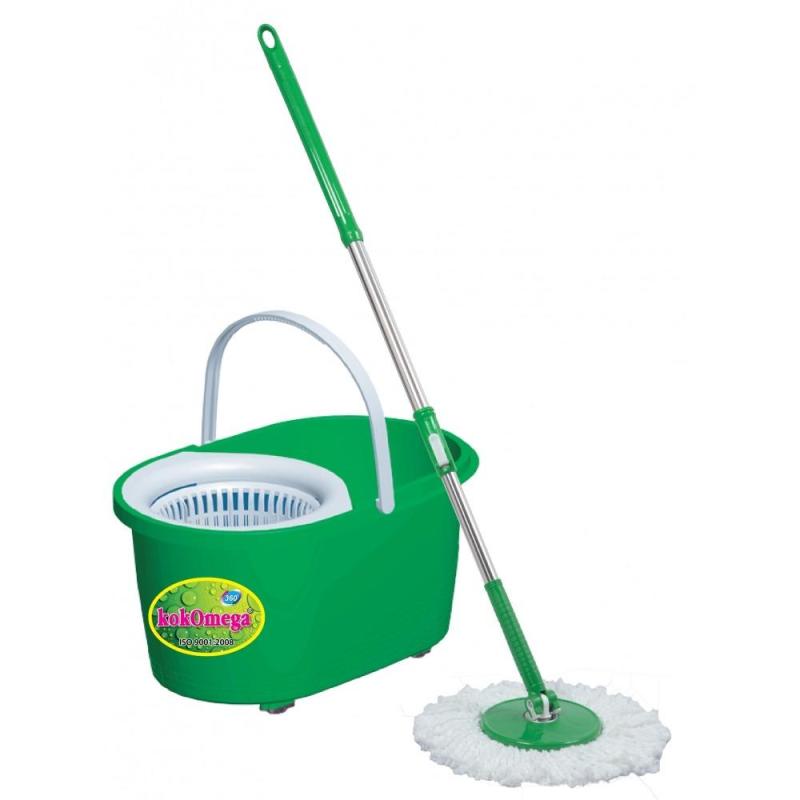 Giá bán Bộ lau nhà 360 xô Oval lưới 2X (xô cao cấp, rổ dính cục giặt, chắn nước, thân cây inox Ø25). Màu lá, biển LN 601