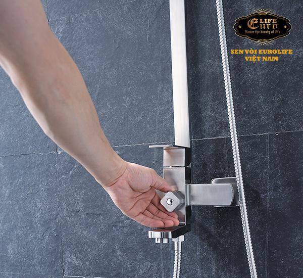 Bộ sen tắm đứng nóng lạnh Inox SUS 304 Eurolife EL-S908 (Trắng vàng) - 3
