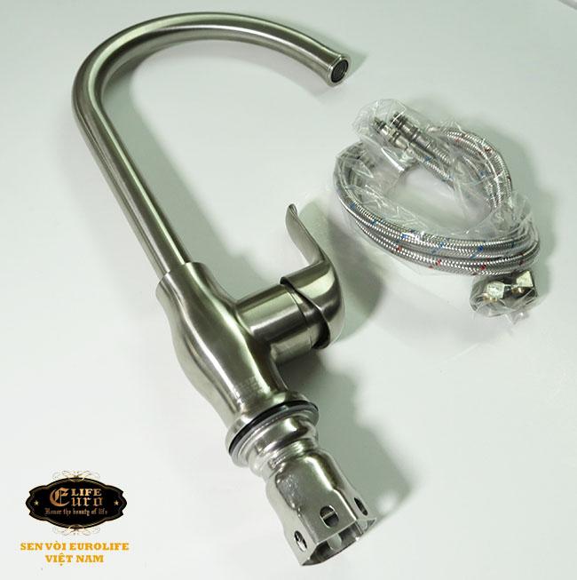 Vòi rửa chén nóng lạnh Inox SUS 304 Eurolife EL-T030 (Trắng vàng)-8.jpg