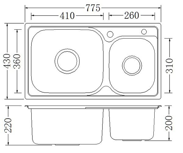 Chậu rửa chén Inox 2 hộc Eurolife EL-C5-91.jpg