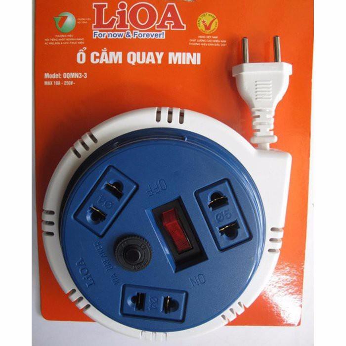 Ổ cắm điện ổ quay tròn rút gọn dây 3 ổ cắm 3 mét Lioa OQMN3-3