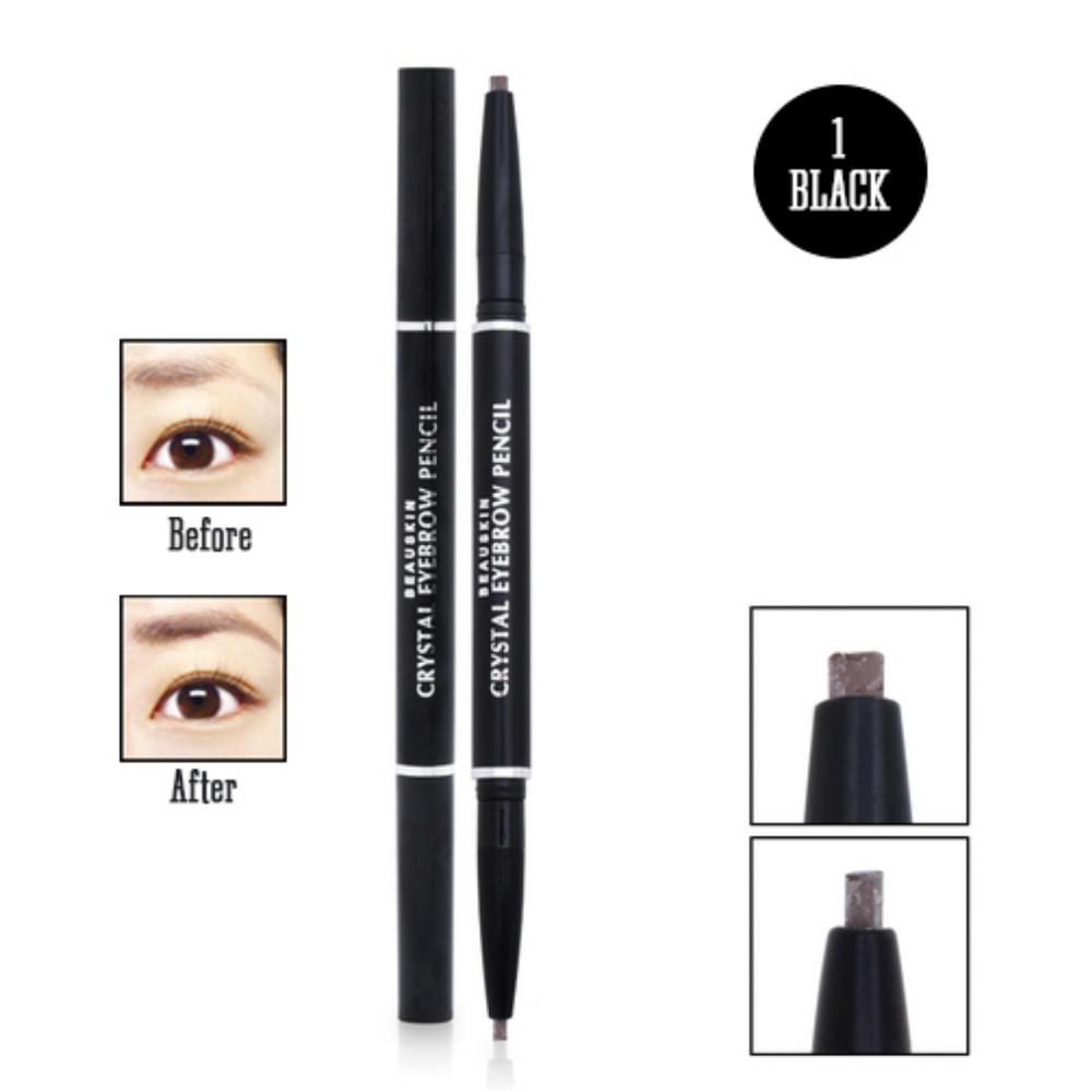 Chì Kẻ Mày 2 Đầu Beauskin Eyebrow Crystal Eyebrow Pencil #01 (Màu Đen) - Hàng Chính Hãng