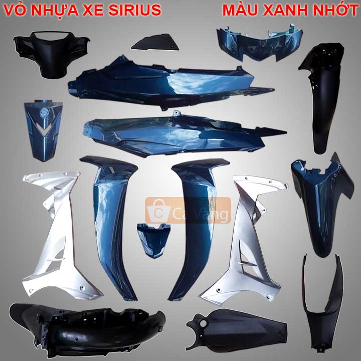 Vỏ nhựa xe máy Áo nhựa xe Yamaha Sirius- nhựa TRẮNGcao cấp màu XANH NHỚT