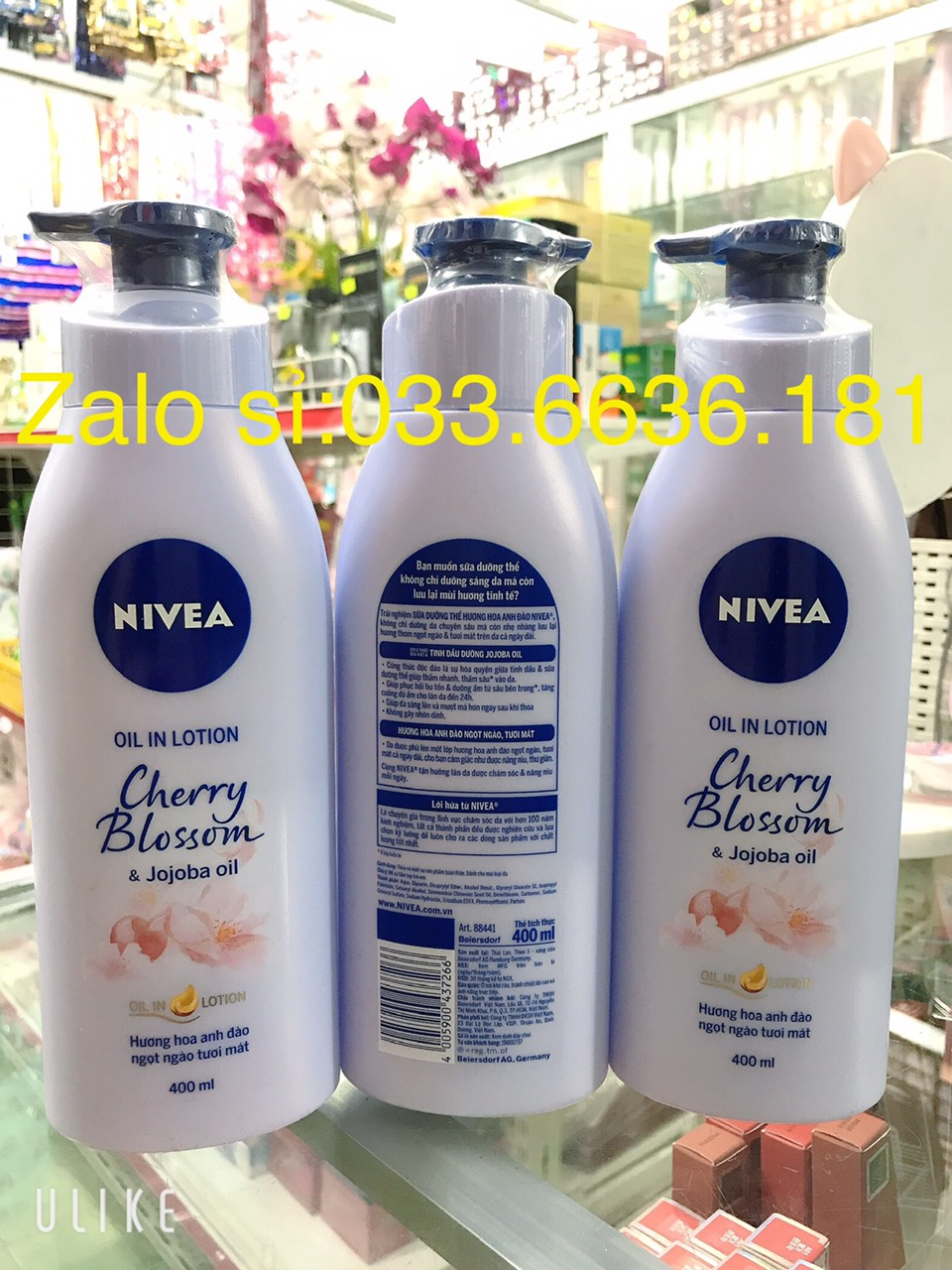 [Chuẩn Hàng Cty 100%] Sữa Dưỡng Thế Nivea Hương Hoa Anh Đào Ngọt Ngào Tươi Mát Chai Vòi 400Ml