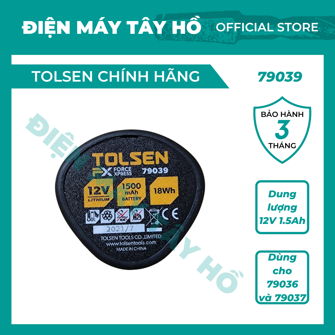 Pin TOLSEN 12V mã 79039 dùng cho các máy 12V TOLSEN vít 79037 và khoan 79036