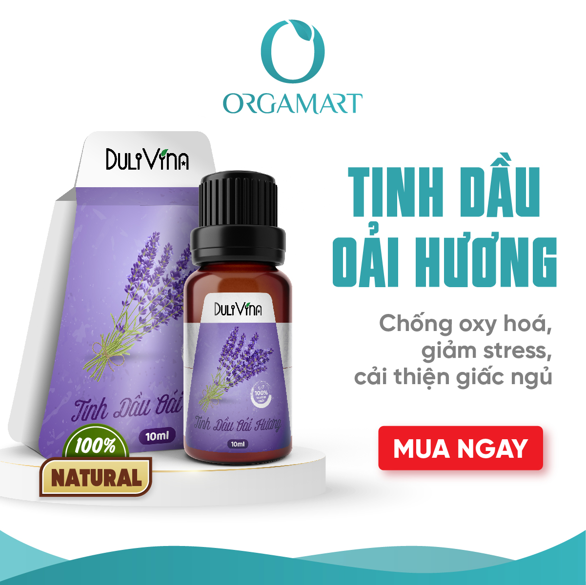 Tinh Dầu Oải Hương Lavender Dulivina Cao Cấp Thiên Nhiên Nguyên Chất Giúp Giảm Stress Ngủ Ngon Khử Mùi - Chai 10Ml