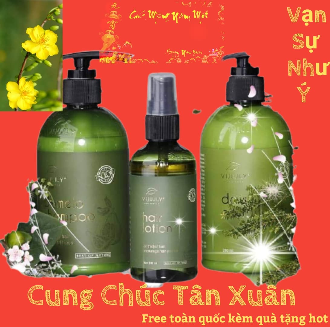 [Tặng Ví Xinh+Ủ Trắng Da] Combo 3 Chai: Dầu Gội Bưởi - Dầu Xả Và Tinh Dầu Bưởi Vijully Ngăn Rụng Tóc Kích Mọc Tóc Dày Và Dài Nhanh Mẫu Mới 2021