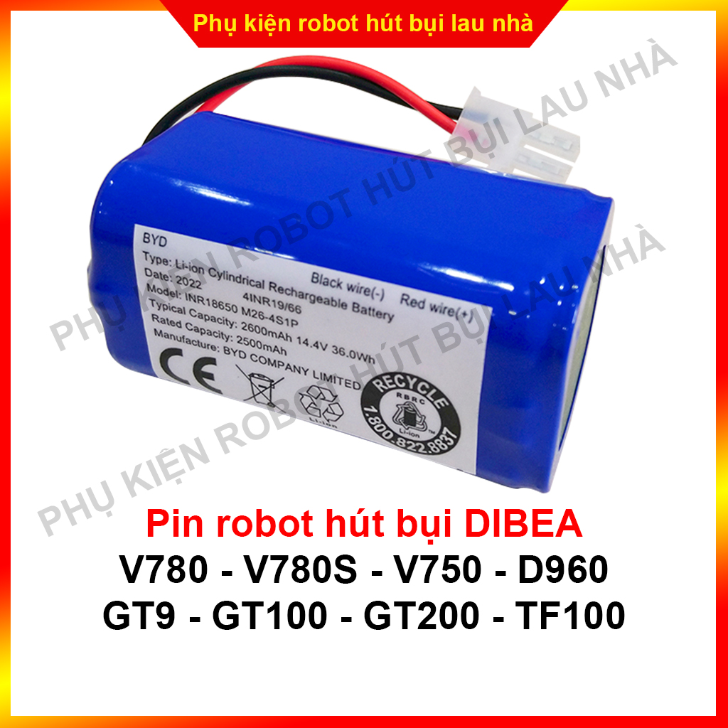 Pin robot hút bụi Dibea V780 - V780S - V750 - D960 - GT9 - GT100 - GT200 - TF100 - Pin mới 100% Bảo 