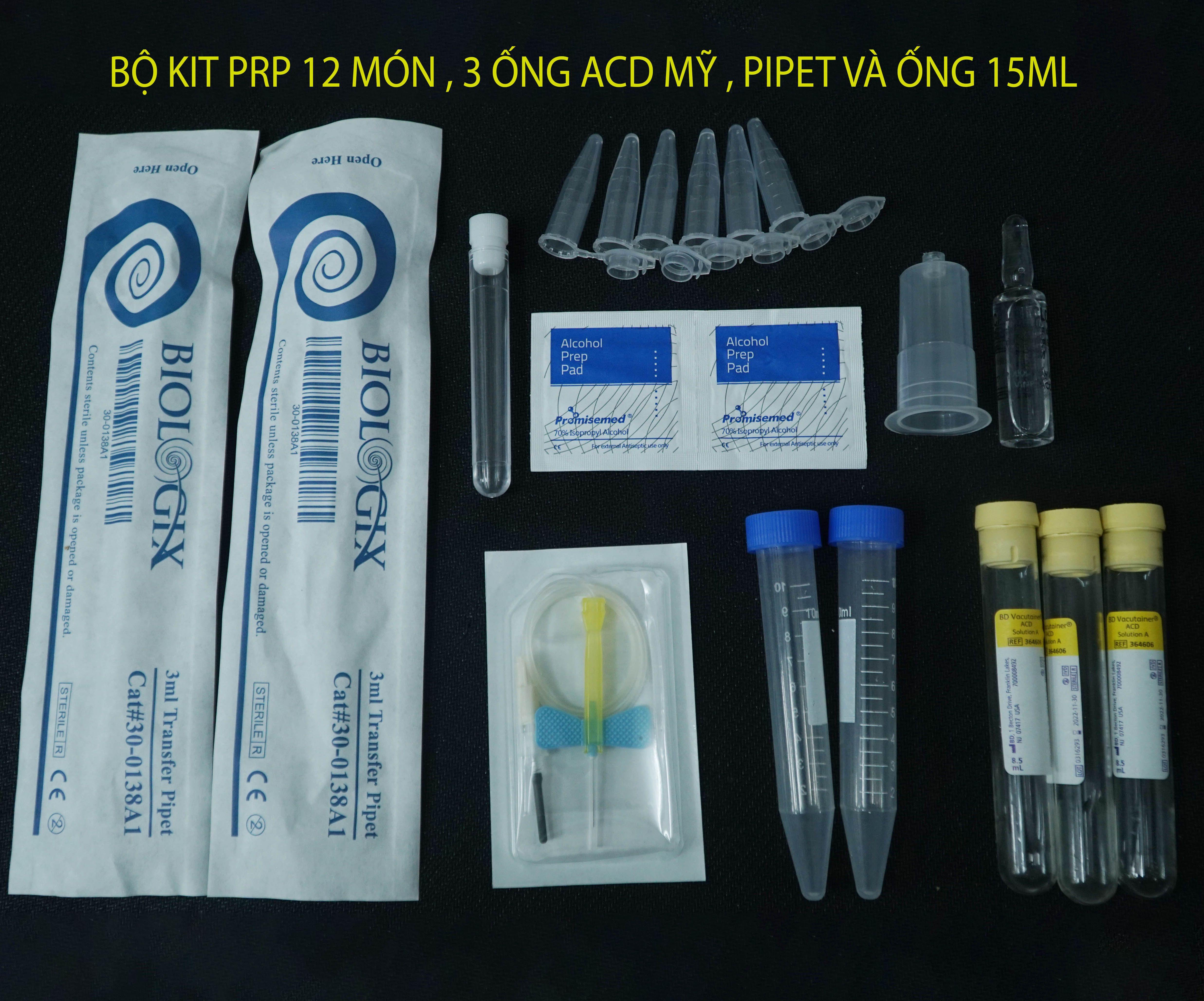 Bộ Kit Prp 12 Món 3 Ống Acd Mỹ Pipet Và Ống 15Ml