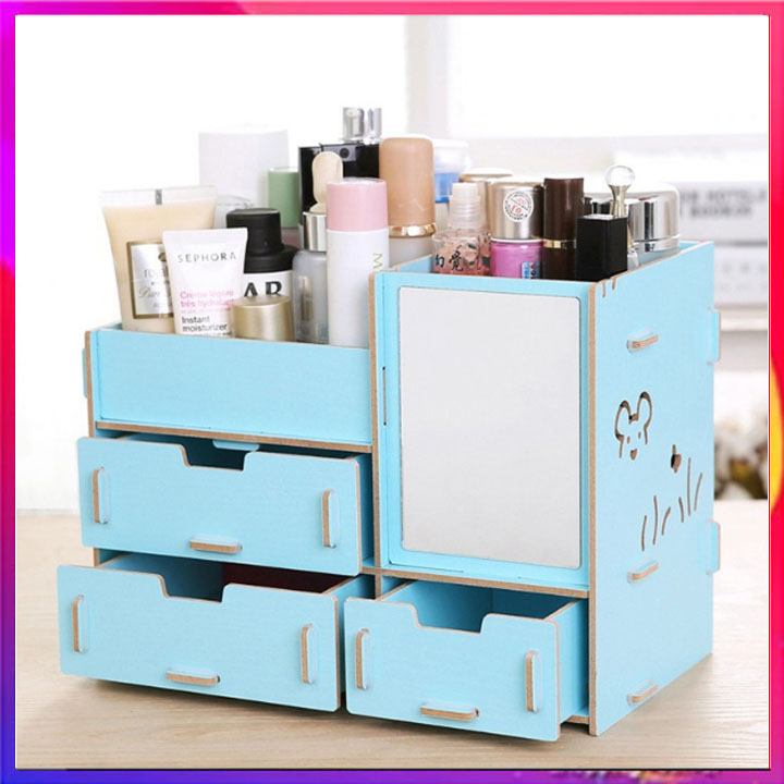 Kệ đựng đồ để mỹ phẩm 3 tầng xinh xắn có gương nhiều màu