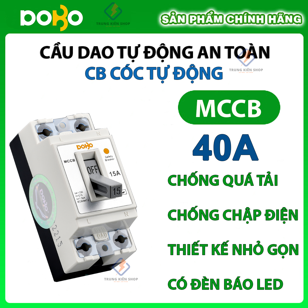 [HÀNG CHÍNH HÃNG]  Cầu Dao Tự Động (CB khối aptomat cóc - Không chống giật) DOBO Hàn Quốc siêu nhạy chống quá tải - Siêu nhạy - Bảo vệ quá tải - Bảo Hành Chính Hãng 12 tháng