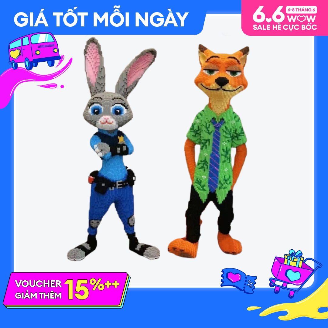 [HOÀN TIỀN  6%]Đồ chơi cáo 1m15 xếp hình lắp ráp mô hình 3D thỏ siêu lớn 115cm nhân vật hoạt hình ph