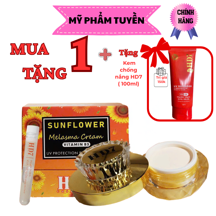 Kem hỗ trợ mờ nám dưỡng trắng da phục hồi da HD7 SUNFLOWER MELASMA VITAMIN B3 ( 35g) + Tặng kem chốn