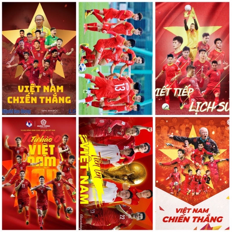 3-6 ảnh poster treo bóng đá đội tuyển việt nam / tranh cầu thủ bóng đá Việt Nam