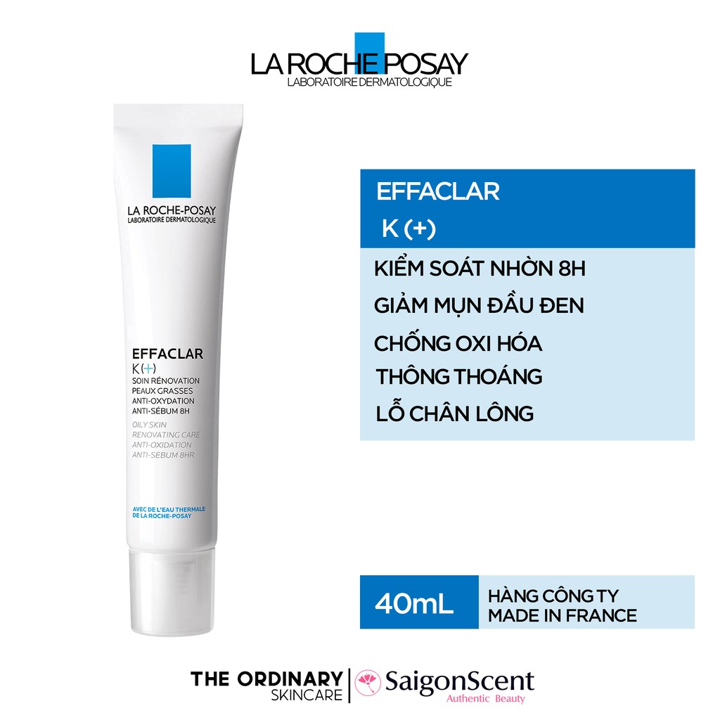 [HCM]Kem giảm mụn đầu đen La Roche Posay Effaclar K+ ( 40mL )