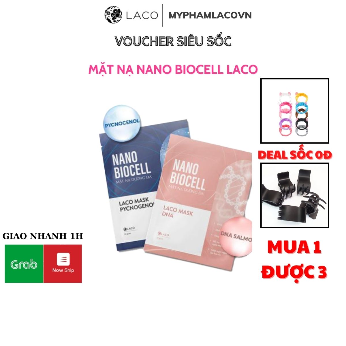 Combo Mặt Nạ Tươi Nano Biocell Laco - Kèm Quà Tặng Dưỡng Ẩm Làm Sáng Da Hỗ Trợ Ngăn Ngừa Mụn Giúp Trẻ Hóa Làn Da Ngăn Ngừa Lão Hóa