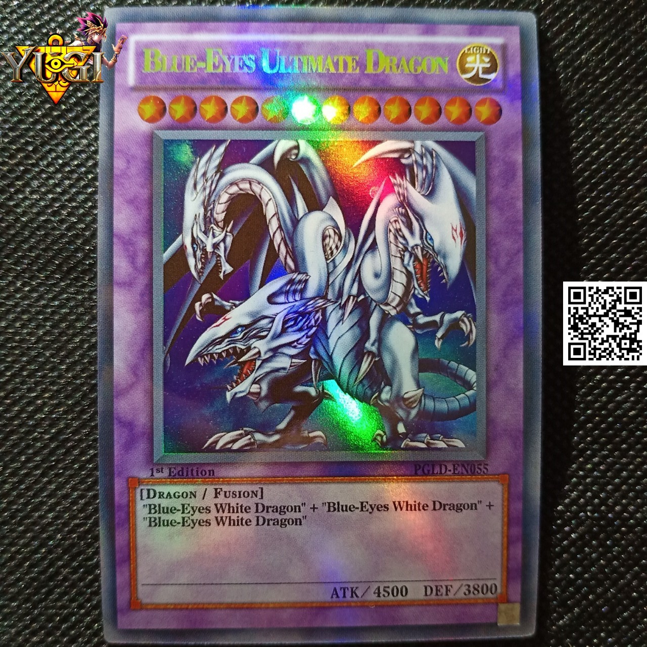 [HCM]Card yugioh Blue Eyes Ultimate Dragon Rồng trắng mắt xanh 3 đầu c&oacute tem bạc phản quang L&a
