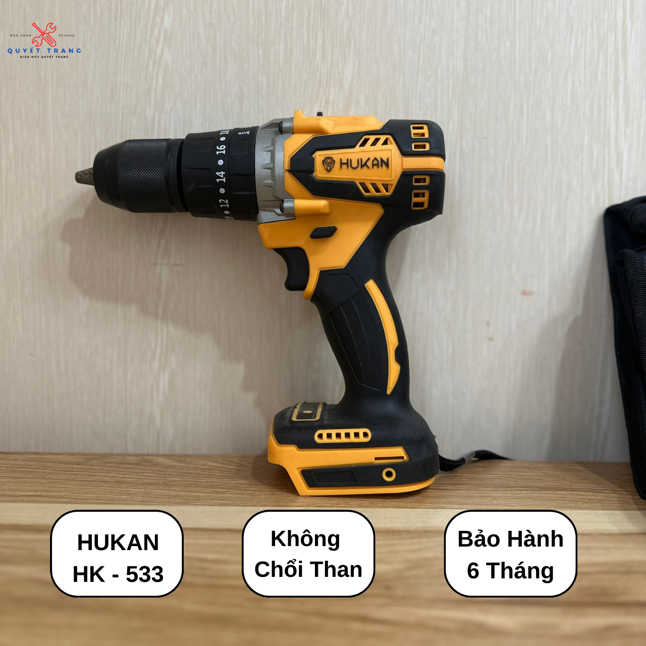 Máy Khoan Pin HUKAN 533BL Đầu Kẹp 13mm Không Chổi Than Chính Hãng Hukan