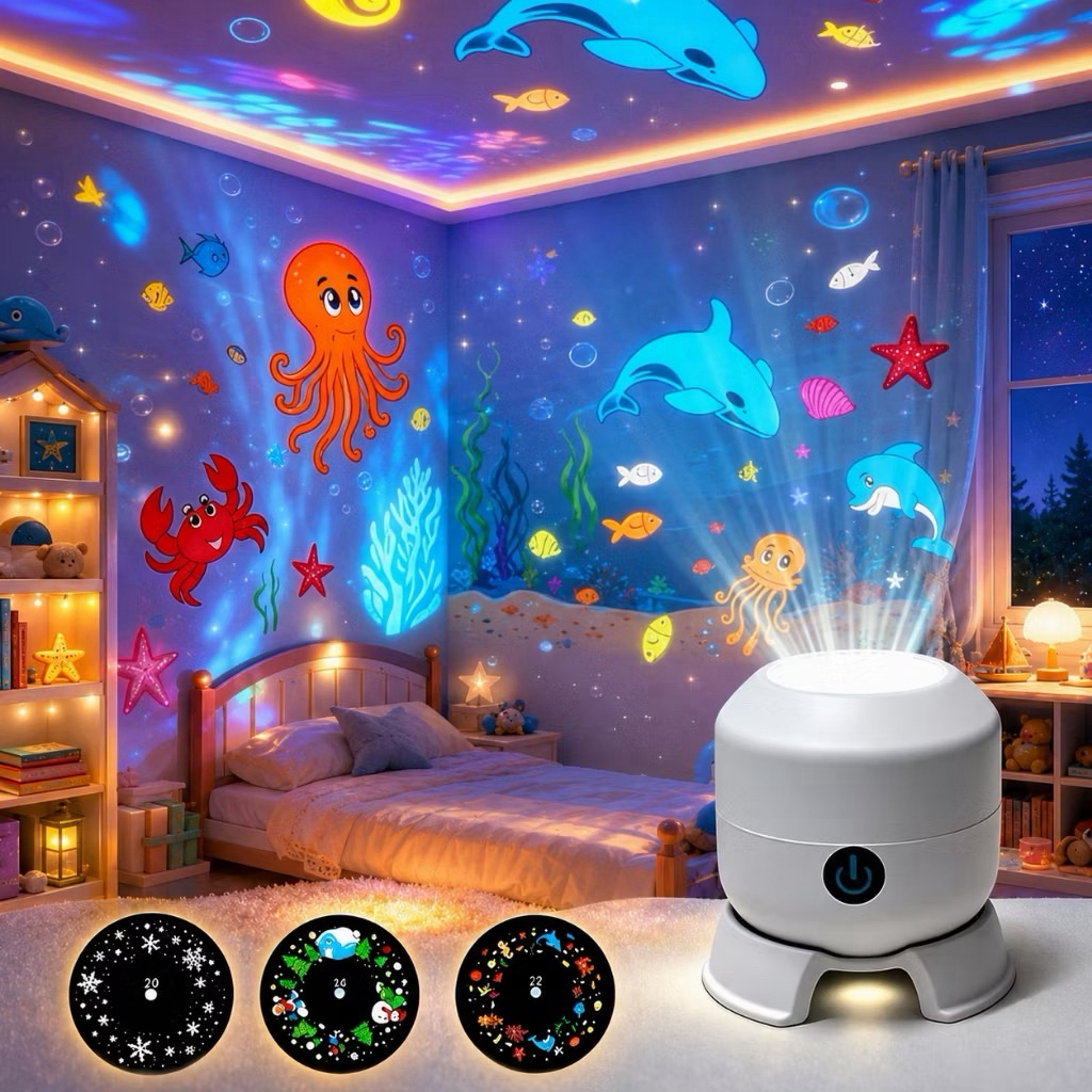 Đèn Chiếu Sao Đại Dương Cho Bé Đèn Ngủ Chiếu Trần Nhà 22 Hiệu Ứng Xoay 360 Độ USB