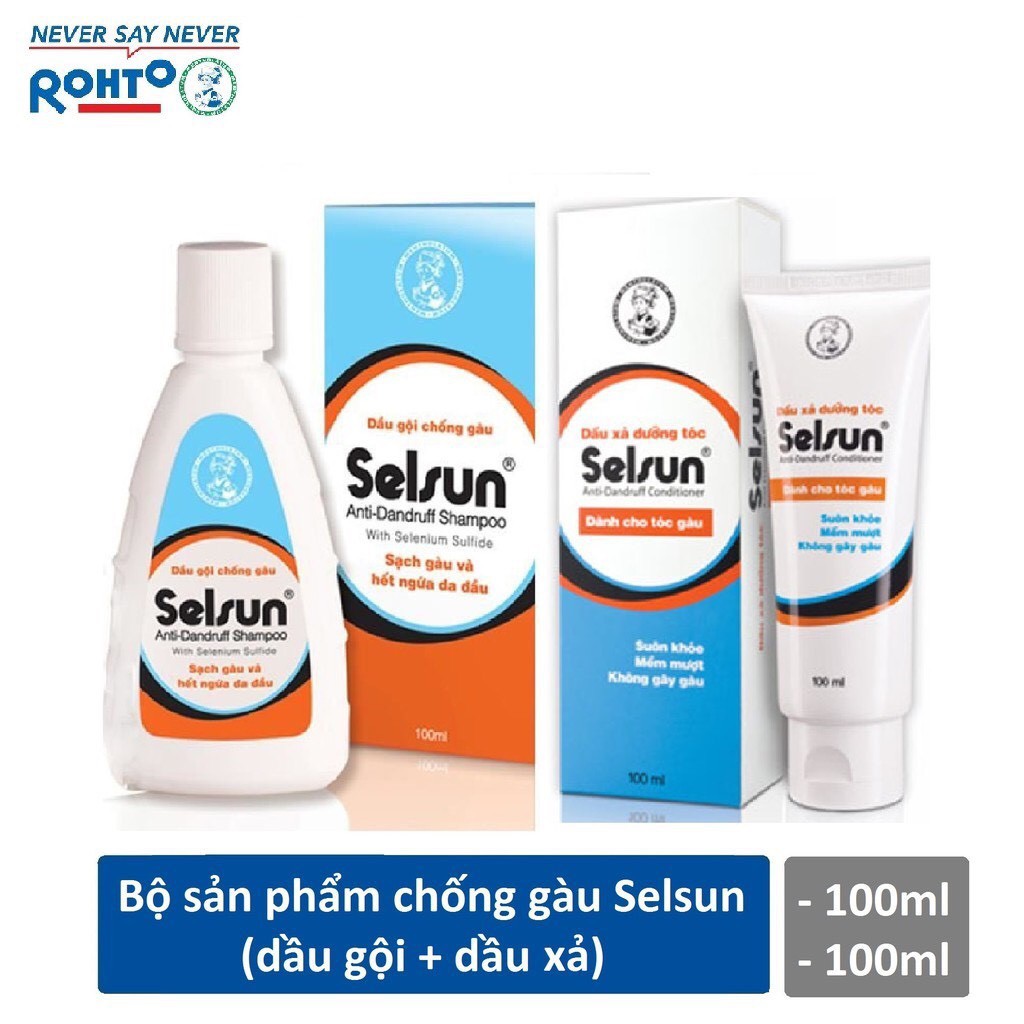 Bộ Sản Phẩm Chống Gàu Selsun (Dầu Gội Chống Gàu Selsun 100Ml + Dầu Xã Dưỡng Tóc Selsun 100Ml)