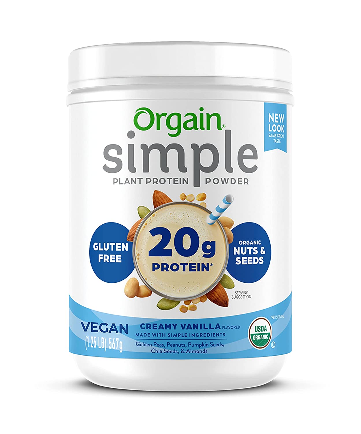 Bột protein thuần chay hữu cơ Orgain Simple 567g vanilla