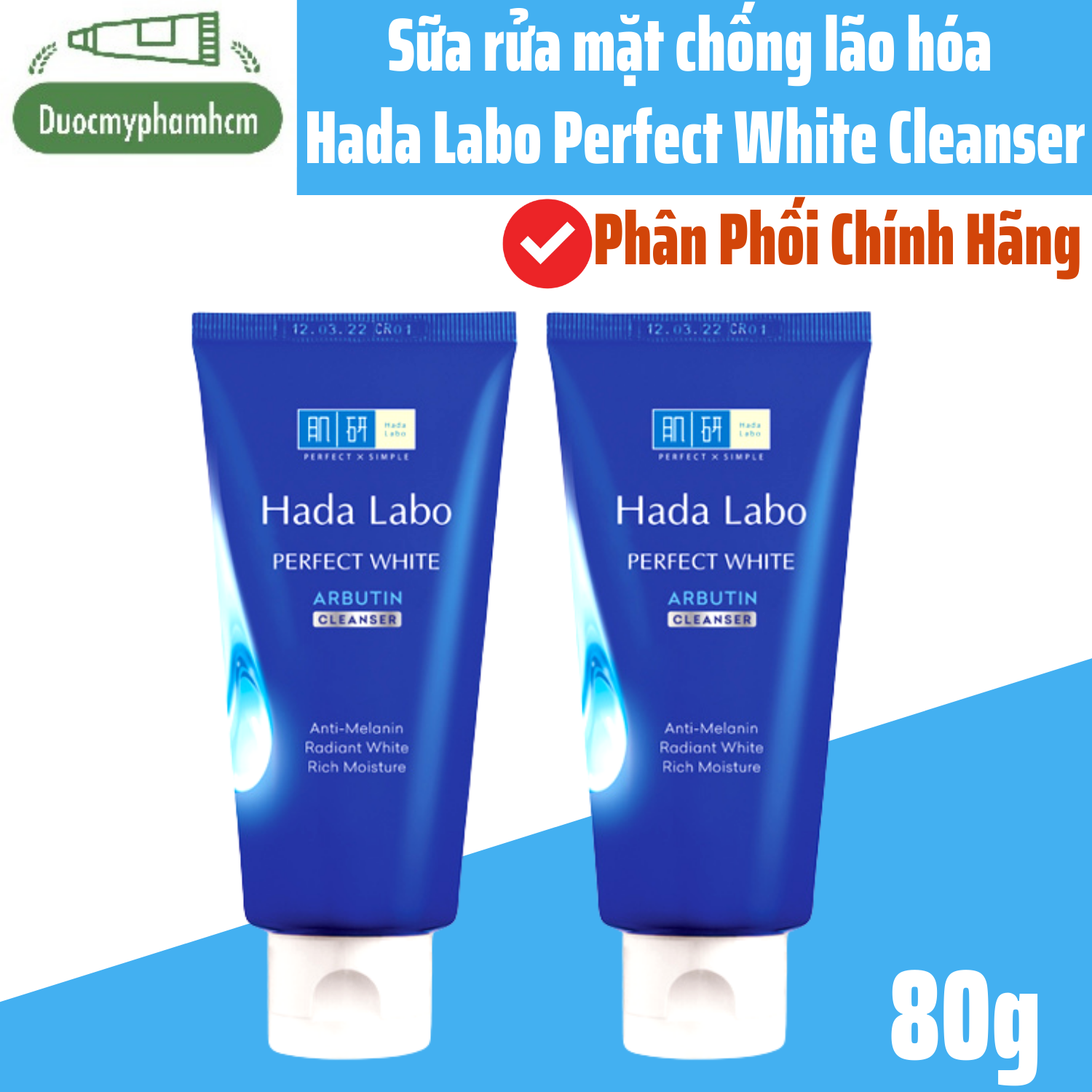 [HCM]Hada Labo Perfect White Arbutin Cleanser – Kem Rửa Mặt Hada Labo Trắng Hoàn Hảo 80g