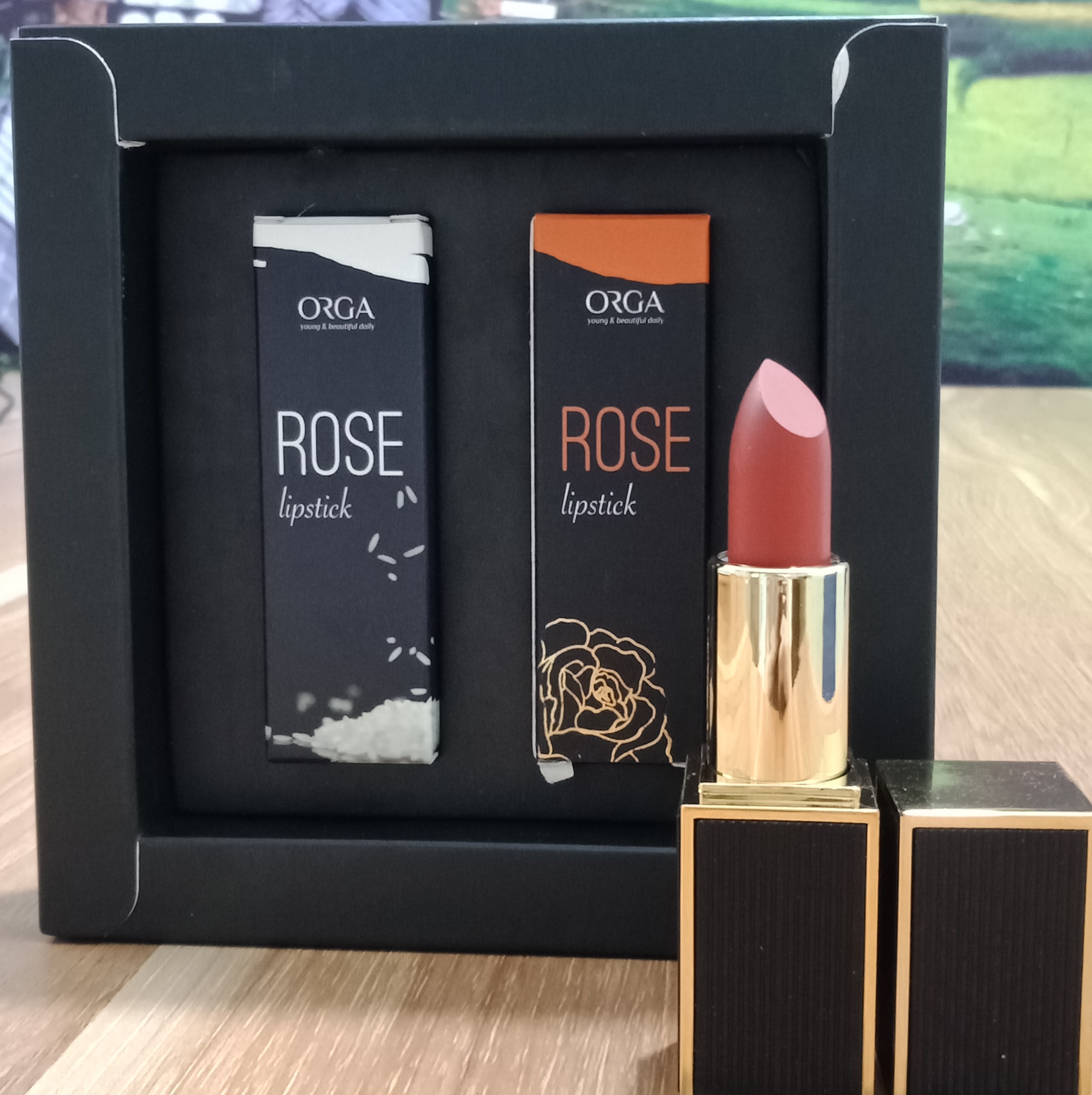 Son hữu cơ – Son organic ROSE LIPSTICK- màu cam đất ( tặng 01 thỏi son dưỡng có thành phần từ mầm gạo của ORGA )