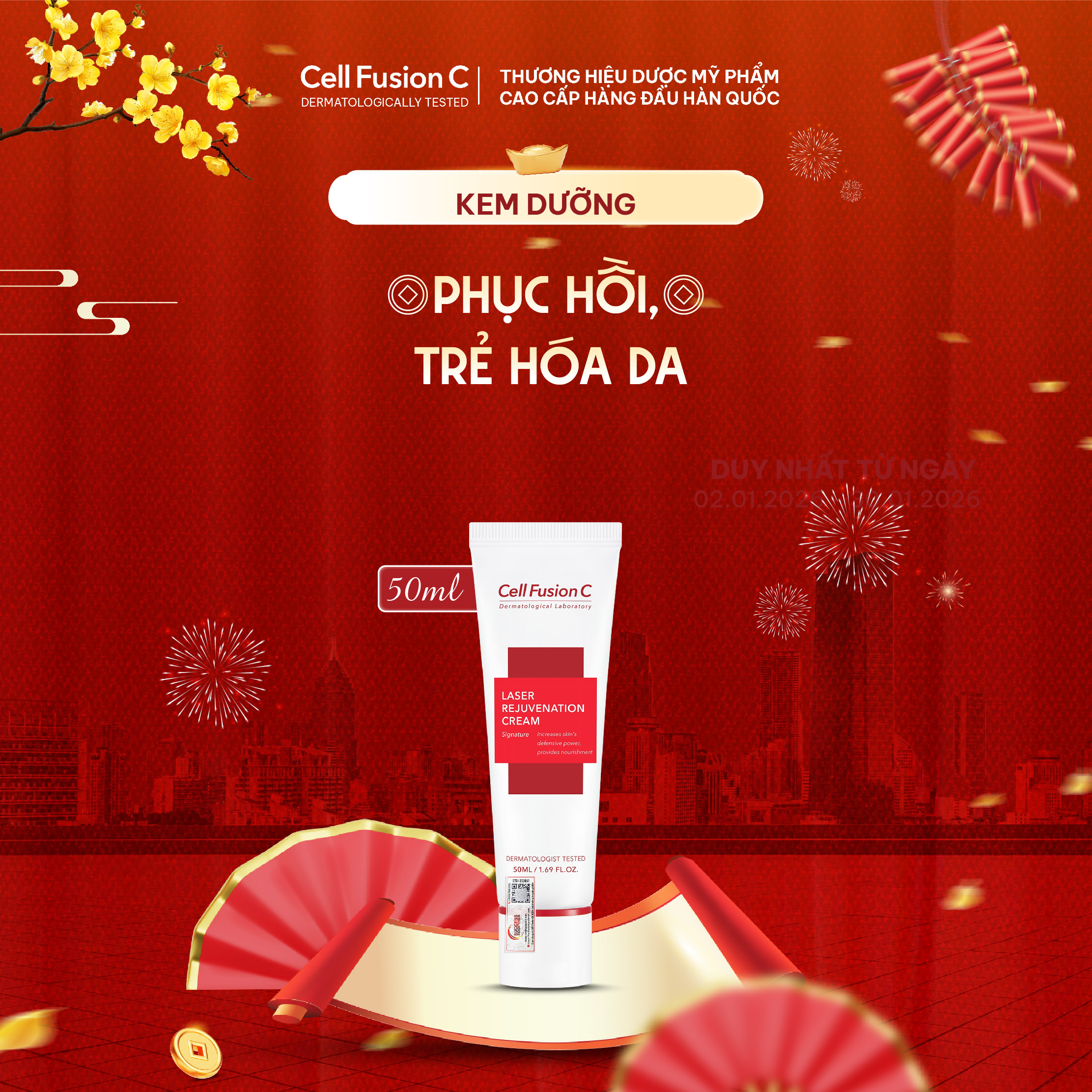 Kem Phục Hồi Trẻ Hóa Da Cell Fusion C Laser Rejuvenation Cream (50ml)