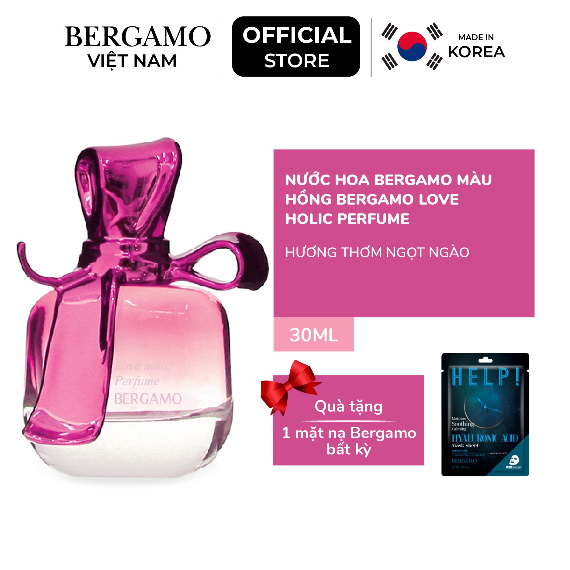 Nước hoa Bergamo màu hồng Bergamo Love Holic Perfume 30ml