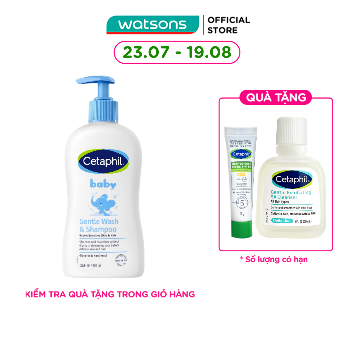 Sữa Tắm Và Gội Trẻ Em Cetaphil Baby Gentle Dịu Nhẹ Cho Làn Da Em Bé 400ml