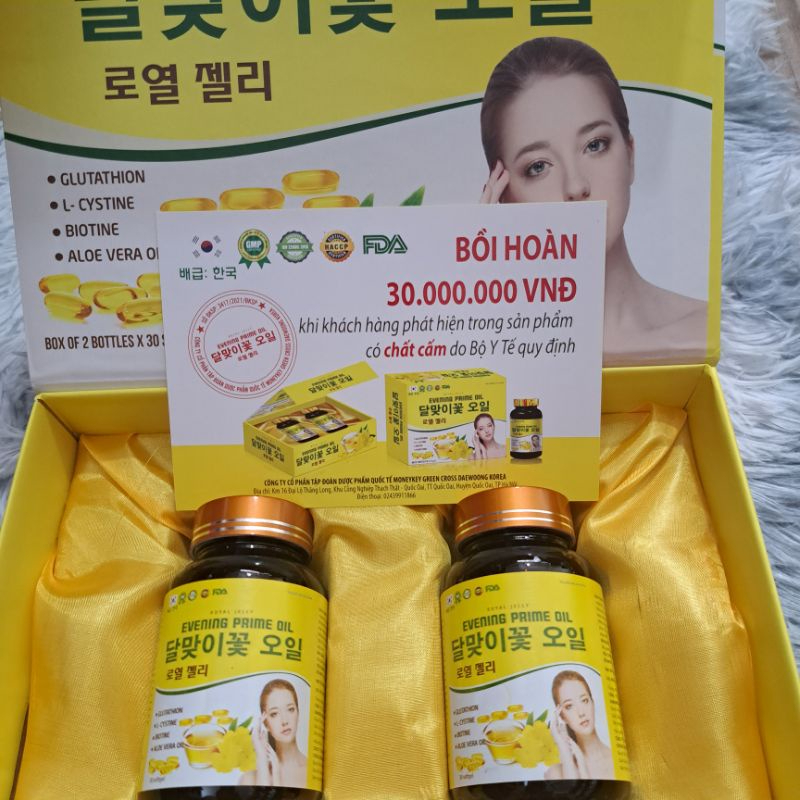 Viên Uống ROYAL JELLY EVENING PRIME OIL- tăng cường khả năng chống oxy hóa làm sáng dagiảm thâm nám