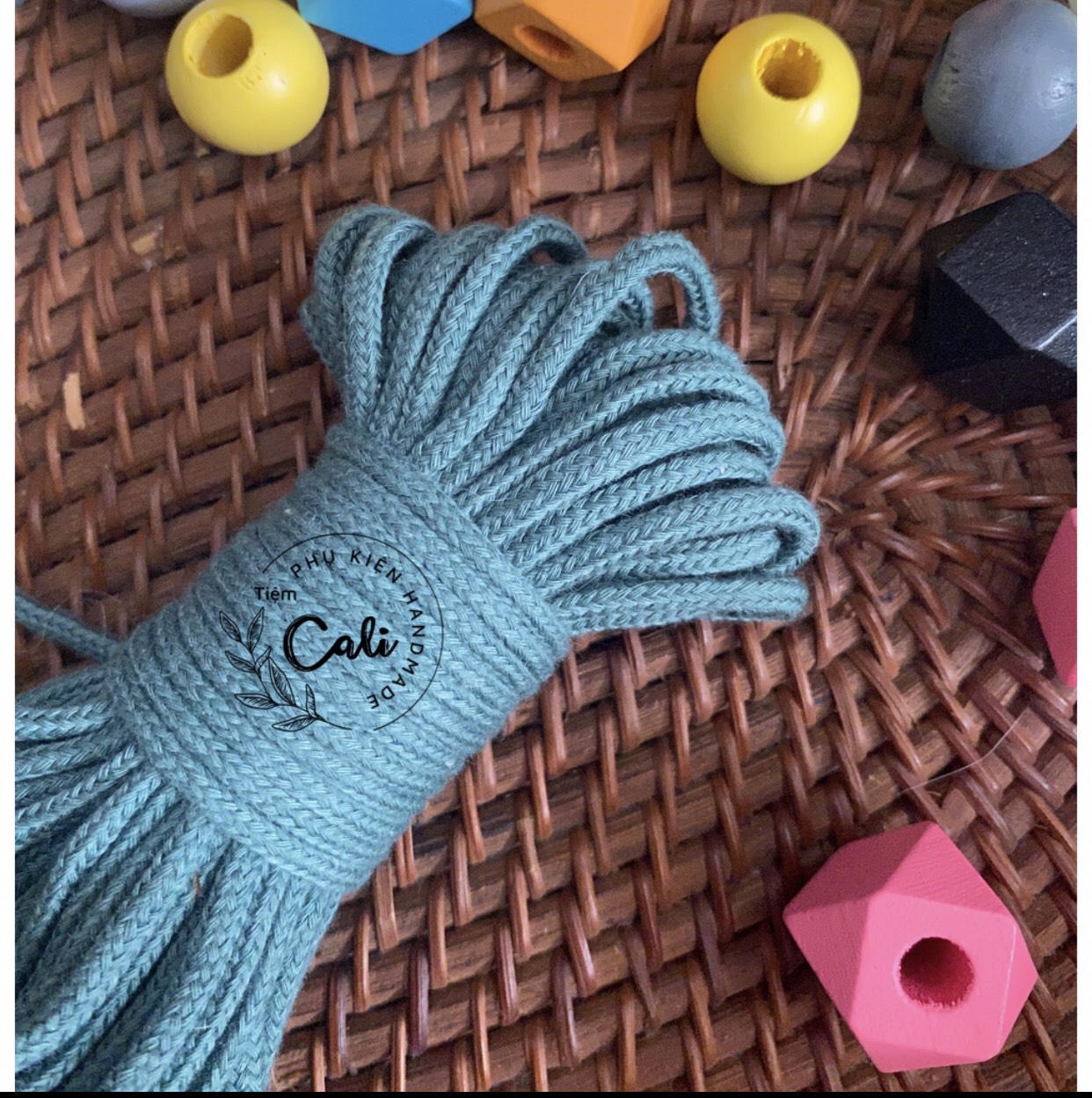 Bó 10 mét dây dệt tim cotton có lõi làm handmade macrame