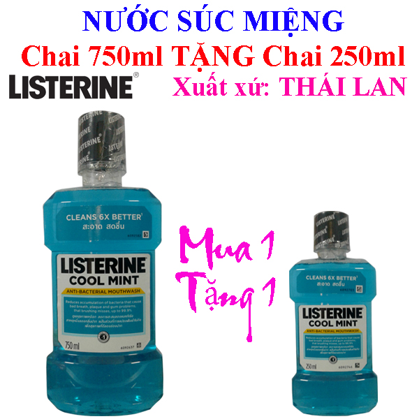 Combo 2 Chai Nước S&Uacutec Miệng Listerin 750+250Ml - Th&Aacutei Lan